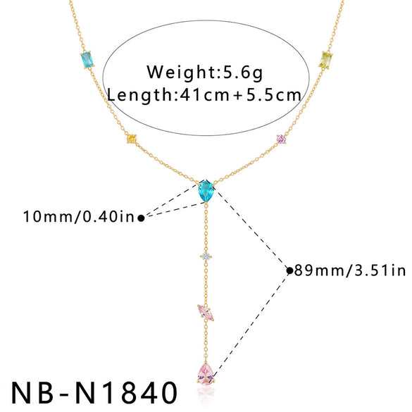 Women's Stainless Steel Geometric Teardrop Heart Pendant Necklace With Zircon Rhinestone And Pearl Accents Light Luxury Plated Jewelry