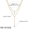Women's Stainless Steel Geometric Teardrop Heart Pendant Necklace With Zircon Rhinestone And Pearl Accents Light Luxury Plated Jewelry