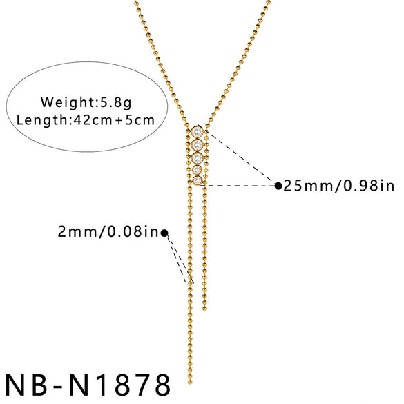 Women's Stainless Steel Geometric Teardrop Heart Pendant Necklace With Zircon Rhinestone And Pearl Accents Light Luxury Plated Jewelry