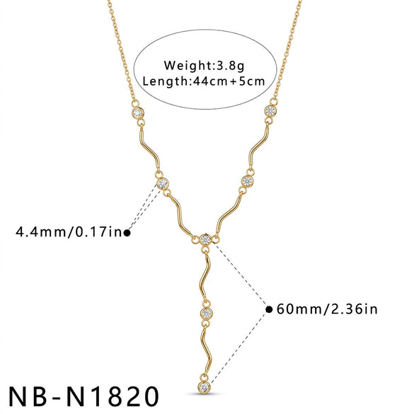 Women's Stainless Steel Geometric Teardrop Heart Pendant Necklace With Zircon Rhinestone And Pearl Accents Light Luxury Plated Jewelry