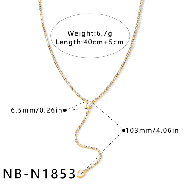 Women's Stainless Steel Geometric Teardrop Heart Pendant Necklace With Zircon Rhinestone And Pearl Accents Light Luxury Plated Jewelry