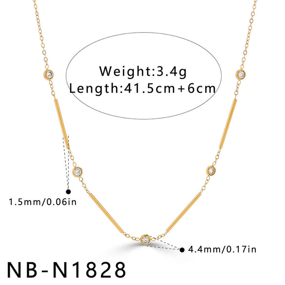 Women's Stainless Steel Geometric Teardrop Heart Pendant Necklace With Zircon Rhinestone And Pearl Accents Light Luxury Plated Jewelry