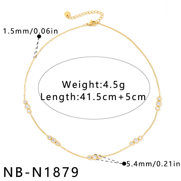 Women's Stainless Steel Geometric Teardrop Heart Pendant Necklace With Zircon Rhinestone And Pearl Accents Light Luxury Plated Jewelry