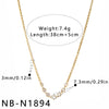 Women's Stainless Steel Geometric Teardrop Heart Pendant Necklace With Zircon Rhinestone And Pearl Accents Light Luxury Plated Jewelry