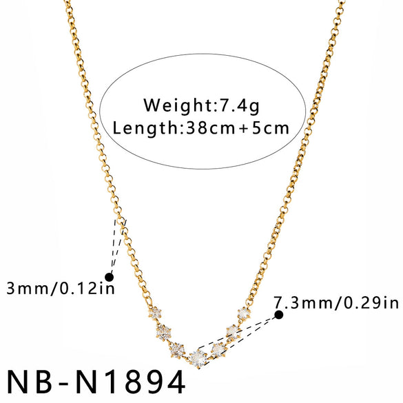 Women's Stainless Steel Geometric Teardrop Heart Pendant Necklace With Zircon Rhinestone And Pearl Accents Light Luxury Plated Jewelry