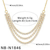 Women's Stainless Steel Geometric Teardrop Heart Pendant Necklace With Zircon Rhinestone And Pearl Accents Light Luxury Plated Jewelry