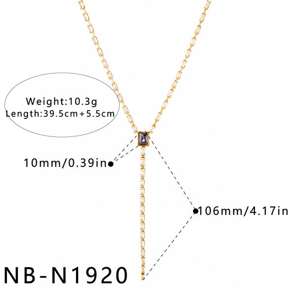 Women's Stainless Steel Geometric Teardrop Heart Pendant Necklace With Zircon Rhinestone And Pearl Accents Light Luxury Plated Jewelry