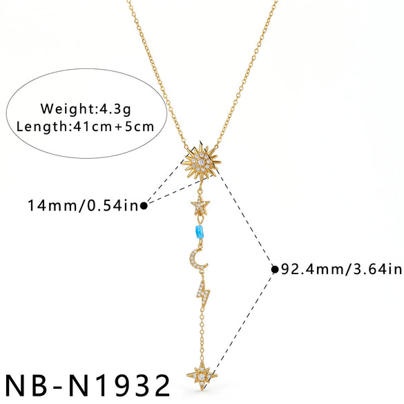 Women's Stainless Steel Geometric Teardrop Heart Pendant Necklace With Zircon Rhinestone And Pearl Accents Light Luxury Plated Jewelry