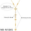 Women's Stainless Steel Geometric Teardrop Heart Pendant Necklace With Zircon Rhinestone And Pearl Accents Light Luxury Plated Jewelry