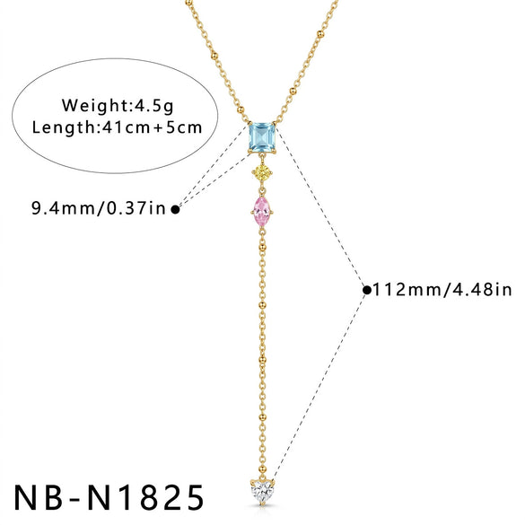 Women's Stainless Steel Geometric Teardrop Heart Pendant Necklace With Zircon Rhinestone And Pearl Accents Light Luxury Plated Jewelry