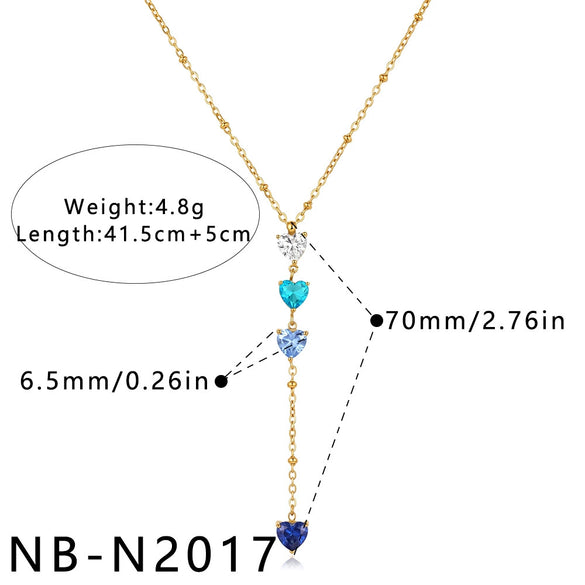 Women's Stainless Steel Geometric Teardrop Heart Pendant Necklace With Zircon Rhinestone And Pearl Accents Light Luxury Plated Jewelry
