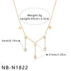 Women's Stainless Steel Geometric Teardrop Heart Pendant Necklace With Zircon Rhinestone And Pearl Accents Light Luxury Plated Jewelry