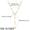 Women's Stainless Steel Geometric Teardrop Heart Pendant Necklace With Zircon Rhinestone And Pearl Accents Light Luxury Plated Jewelry