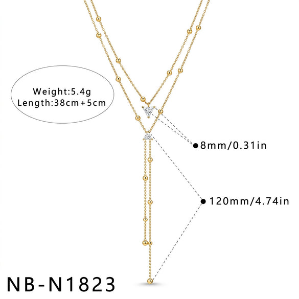 Women's Stainless Steel Geometric Teardrop Heart Pendant Necklace With Zircon Rhinestone And Pearl Accents Light Luxury Plated Jewelry