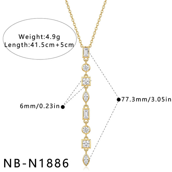 Women's Stainless Steel Geometric Teardrop Heart Pendant Necklace With Zircon Rhinestone And Pearl Accents Light Luxury Plated Jewelry