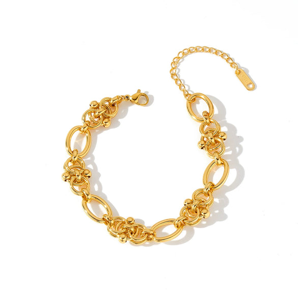 Women's Stainless Steel Geometric Thick Chain Spliced Bracelet With Vacuum Plated Electroplated Finish