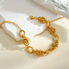 Women's Stainless Steel Geometric Thick Chain Spliced Bracelet With Vacuum Plated Electroplated Finish