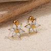 Women's Stainless Steel Geometric Threaded Piercing Earrings With Electroplating
