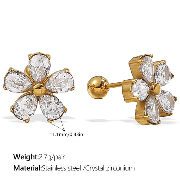 Women's Stainless Steel Geometric Threaded Piercing Earrings With Electroplating