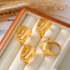 Women's 316L Stainless Steel Geometric Three Dimensional Ring Electroplated With 18K Gold Fashion Exaggerated Design
