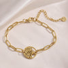 Women's Stainless Steel Geometric Tree Of Life Cross Bracelet 18K Gold Plated