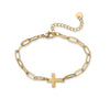 Women's Stainless Steel Geometric Tree Of Life Cross Bracelet 18K Gold Plated