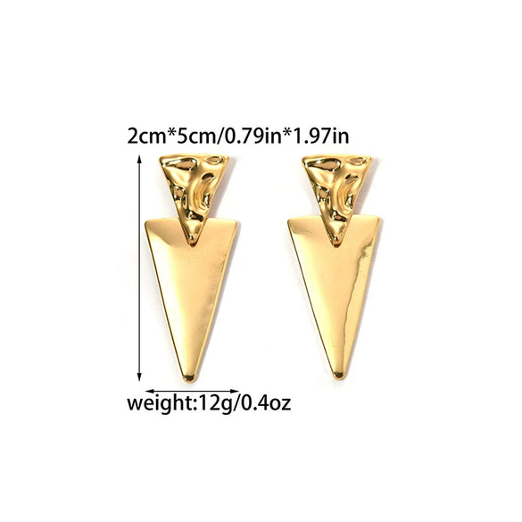 Women's Stainless Steel Geometric Triangle Tassel Earrings With Electroplating Design