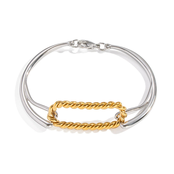 Women's Stainless Steel Geometric Twist Bracelet With Electroplating Gold And Silver Color Matching