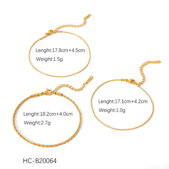 Women's Stainless Steel Geometric Twist Chain Ballpoint Bracelet With Electroplating