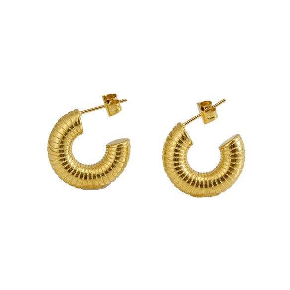 Women's 316L Stainless Steel Geometric U Shaped Electroplated Threaded Solid Earrings