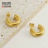 Women's 316L Stainless Steel Geometric U Shaped Electroplated Threaded Solid Earrings
