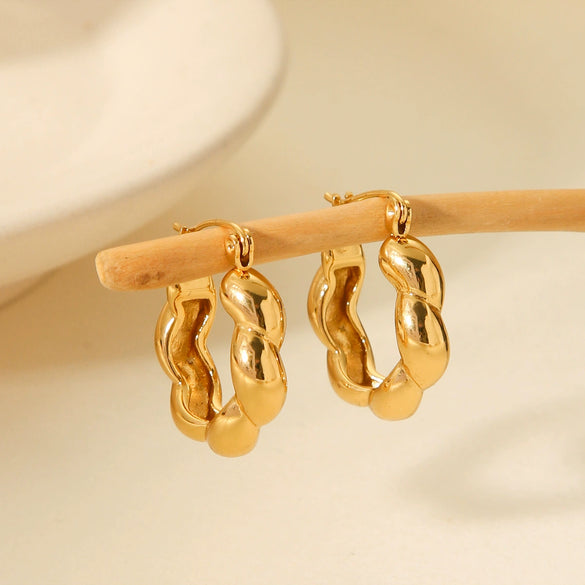 Women's Stainless Steel Geometric Ushape Electroplated Thread Twist Earrings