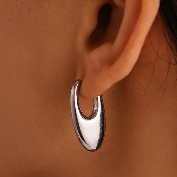 Women's 316L Stainless Steel Geometric Ushaped Polished Pvd Plated Electroplated Earrings