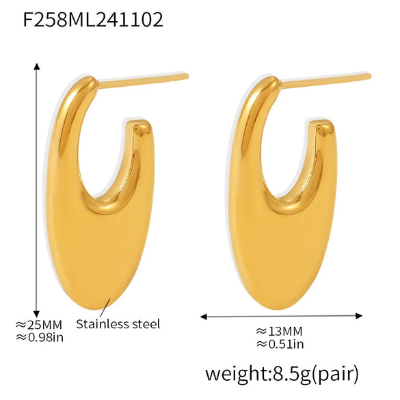 Women's 316L Stainless Steel Geometric Ushaped Polished Pvd Plated Electroplated Earrings