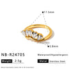 Women's Stainless Steel Geometric Water Drop Ring With Zircon And 18K Vacuum Plated Finish