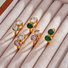 Women’s Stainless Steel Geometric Water Drop Ring With Zircon Inlay And 18K Vacuum Plated Finish