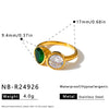 Women’s Stainless Steel Geometric Water Drop Ring With Zircon Inlay And 18K Vacuum Plated Finish