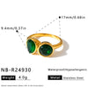 Women’s Stainless Steel Geometric Water Drop Ring With Zircon Inlay And 18K Vacuum Plated Finish