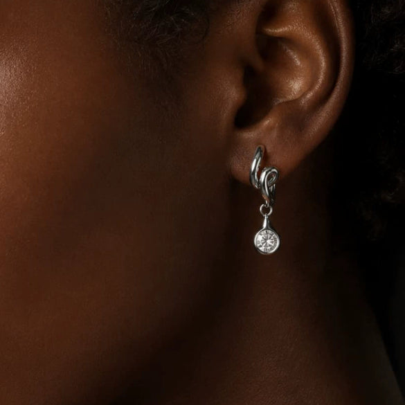 Women's Stainless Steel Geometric Wave Hoop Earrings With Sparkling Zirconia And Plated Finish