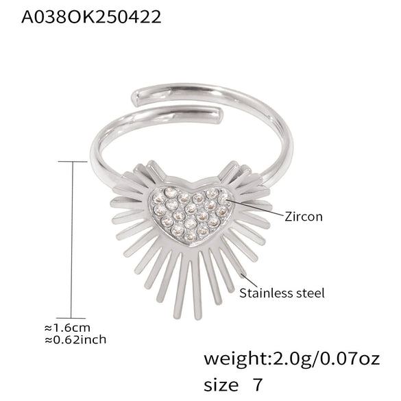 Women's 316L Stainless Steel Geometric Wing Opening Thin Ring With Vacuum Electroplating Fashion Jewelry