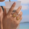 Women's 316L Stainless Steel Geometric Wing Opening Thin Ring With Vacuum Electroplating Fashion Jewelry