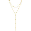 Women's Stainless Steel Geometric Y Shaped Double Layer Ball Chain Necklace With Round Bead Tassel Electroplated Stacked Pendant Jewelry