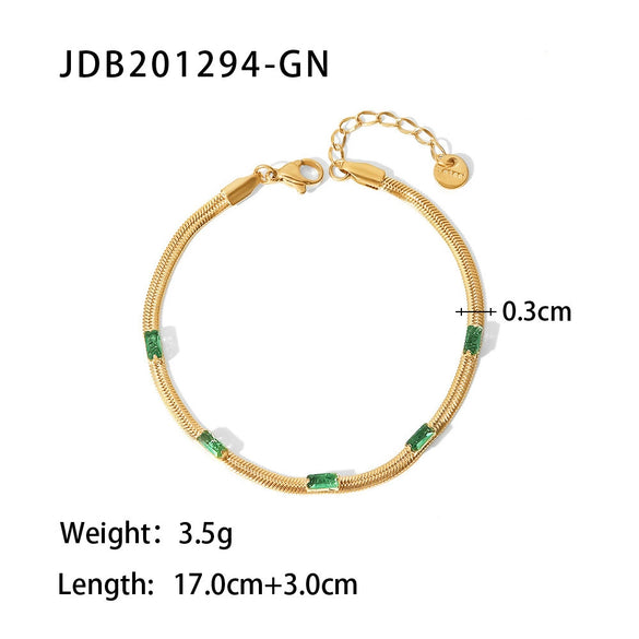 Women's Stainless Steel Geometric Zircon Bracelet With Electroplating Design