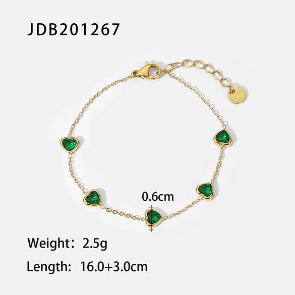 Women's Stainless Steel Geometric Zircon Bracelet With Electroplating Design