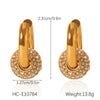 Women's Stainless Steel Geometric Zircon Earrings In Ins Style