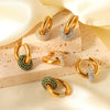 Women's Stainless Steel Geometric Zircon Earrings In Ins Style