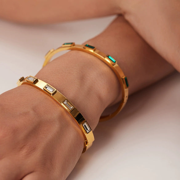 Women's Stainless Steel Geometric Zircon Inlaid Bracelet