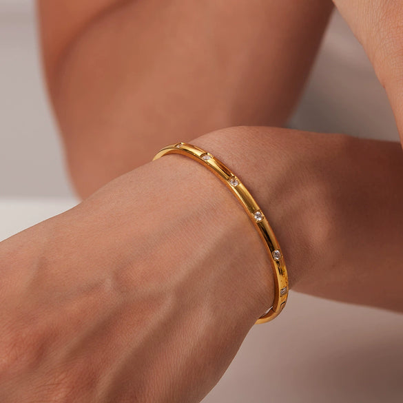 Women's Stainless Steel Geometric Zircon Inlaid Bracelet