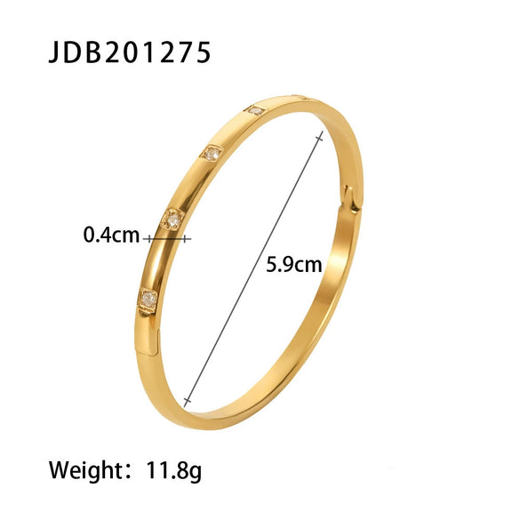 Women's Stainless Steel Geometric Zircon Inlaid Bracelet
