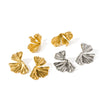 Women's Stainless Steel Ginkgo Leaf Earrings With Wrinkled Texture And Vacuum Gold Plated Finish Floral Design